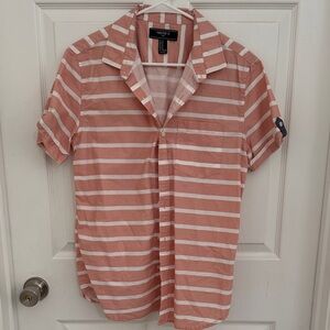 Forever 21 Coral and White Striped Shirt
